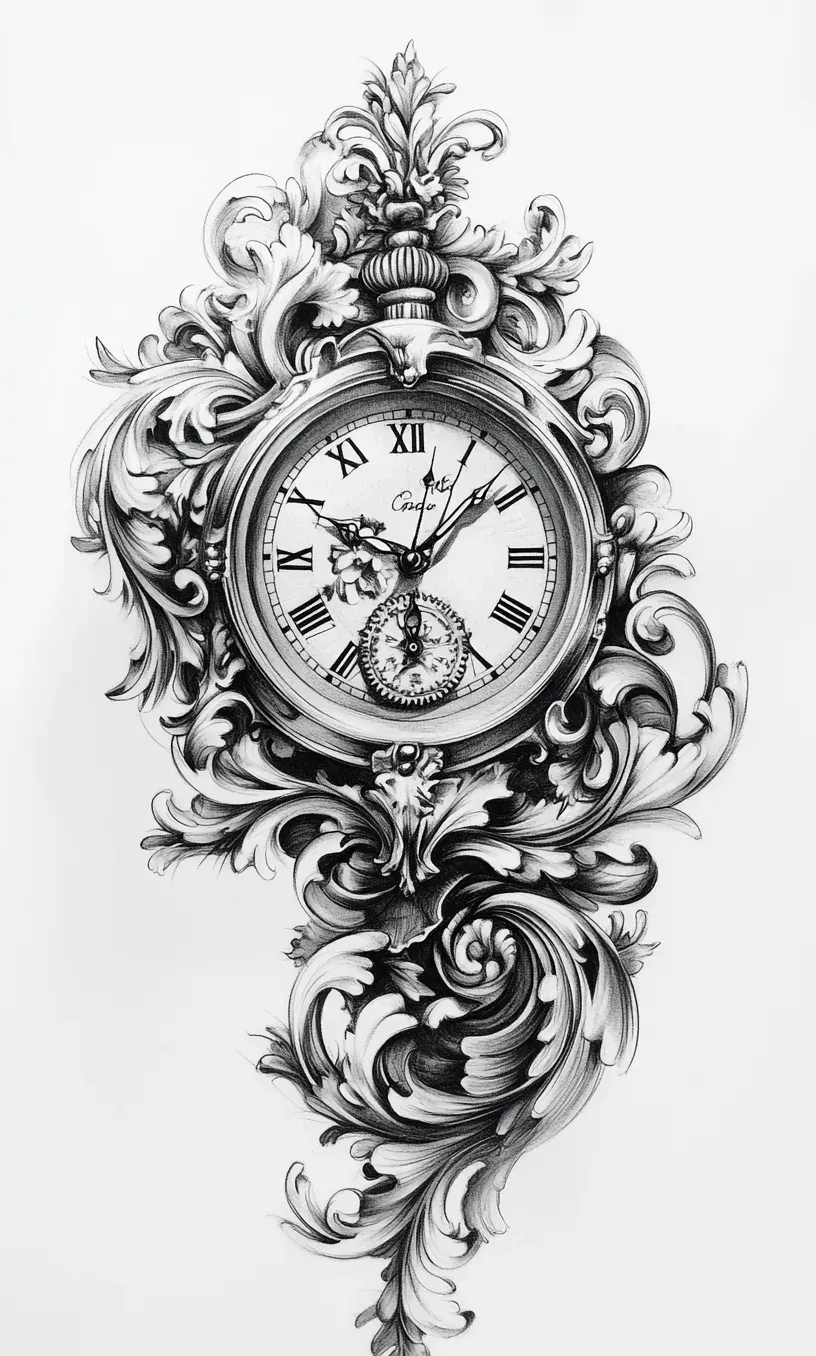 Clock Tattoo Drawings-18