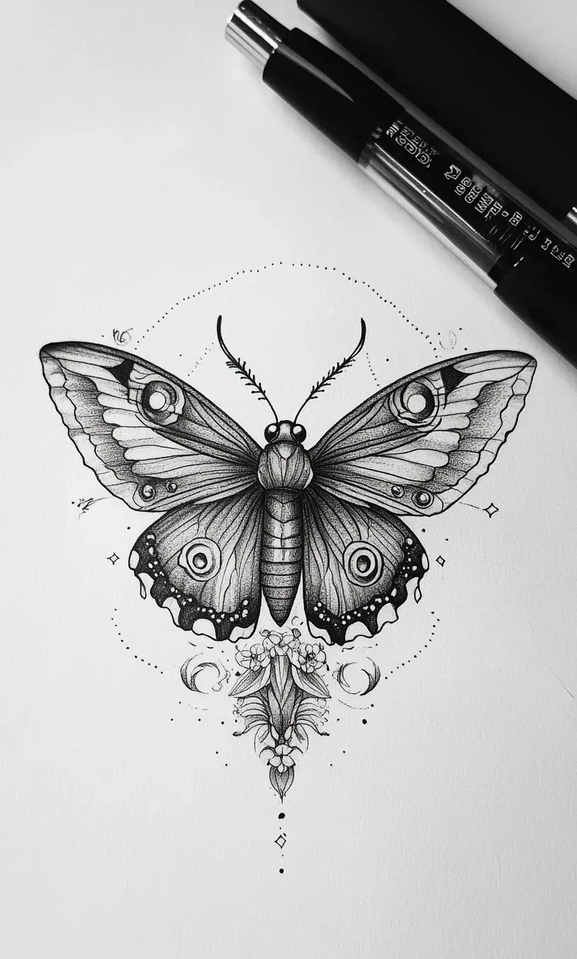 Moth Tattoo Drawings-12