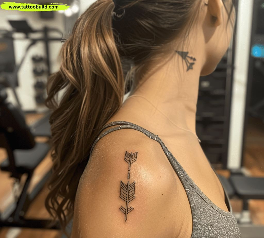minimalist arrow tattoo for women upper arm