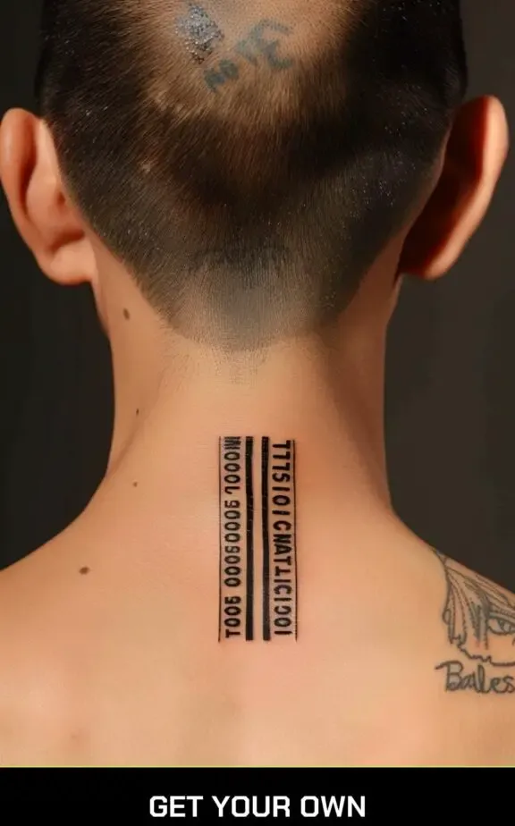 barcode neck tattoo