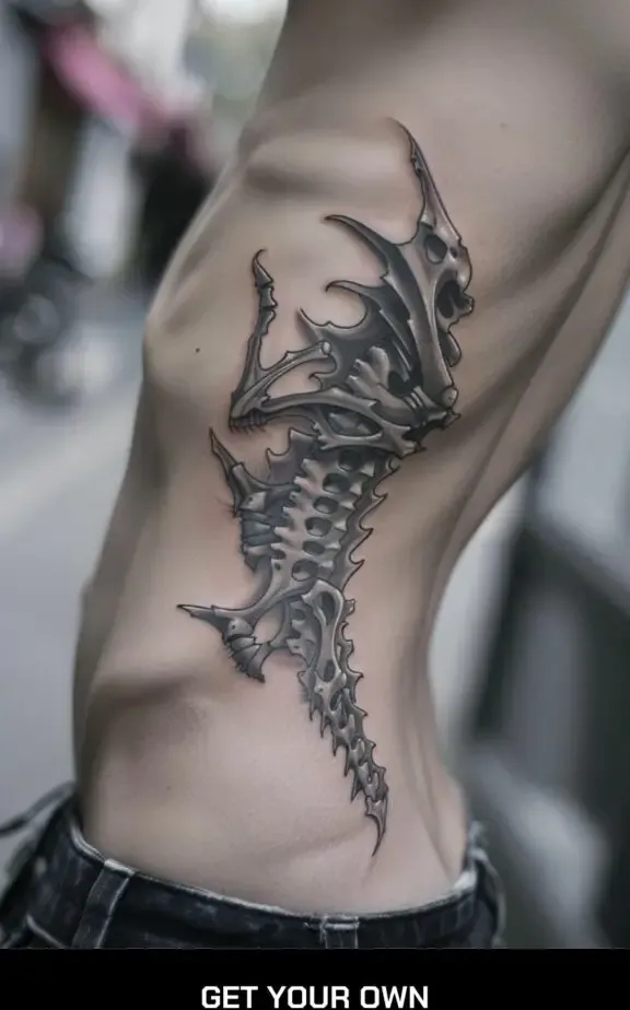 biomechanical rib tattoo