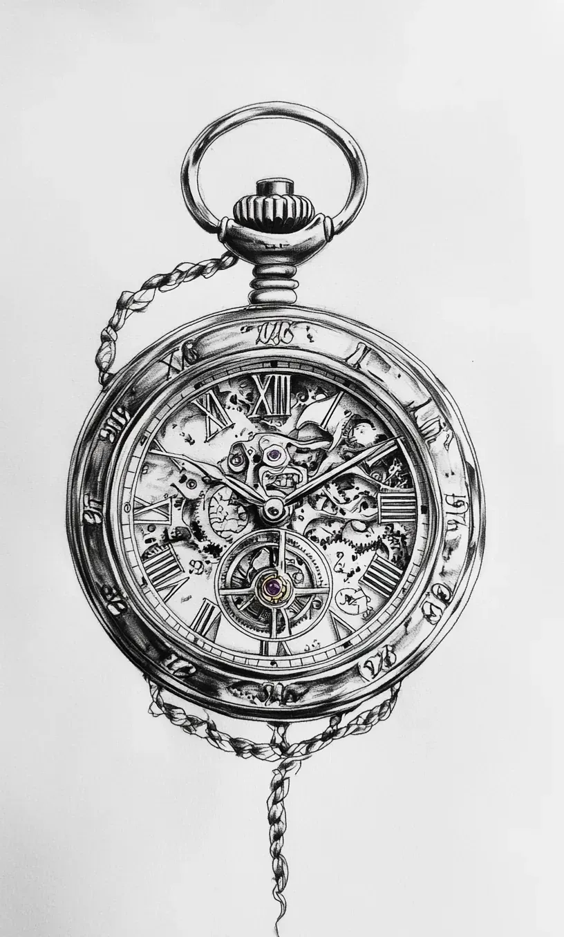 Pocket Watch Tattoo Drawing-9