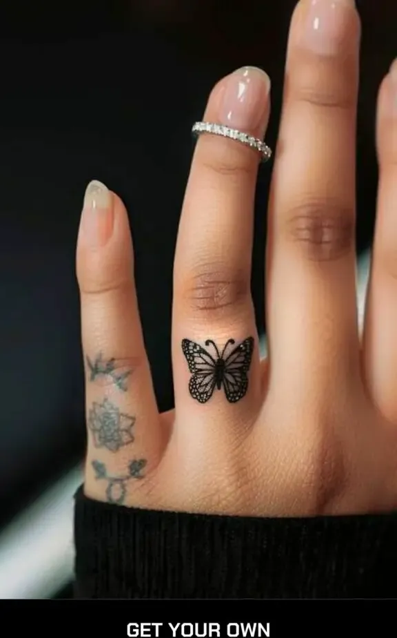 butterfly finger tattoo
