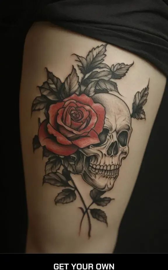 rose and skull chicano tattoo stencil 