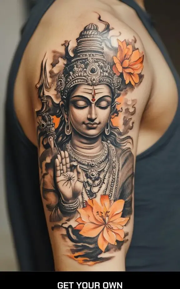 shiva and flower tattoo