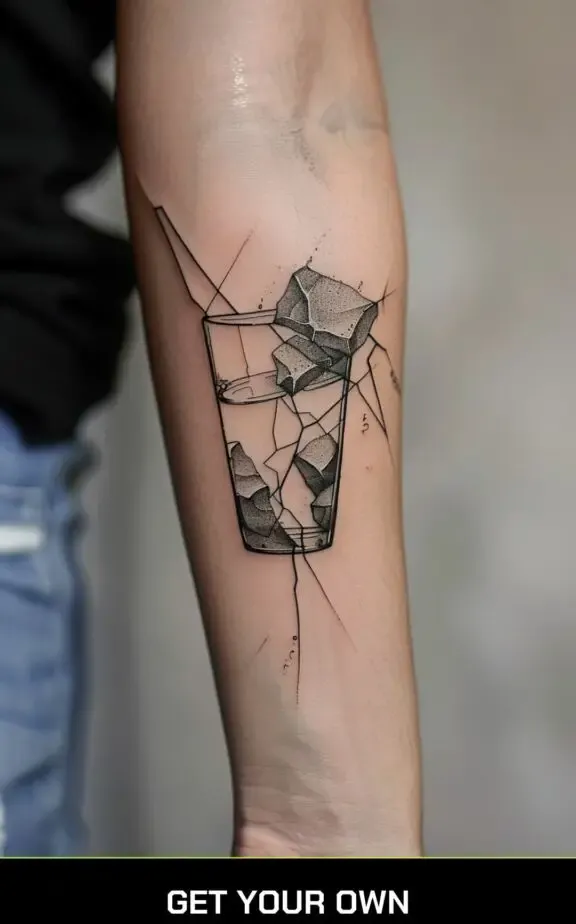 broken glass cup tattoo idea