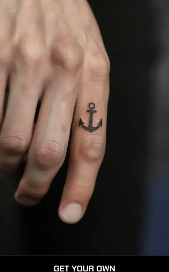 anchor finger tattoo for women