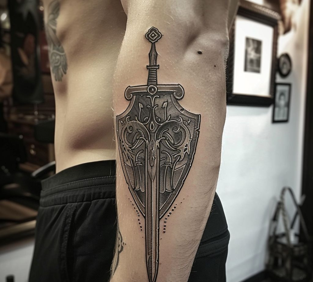 sword and shield tattoo ideas