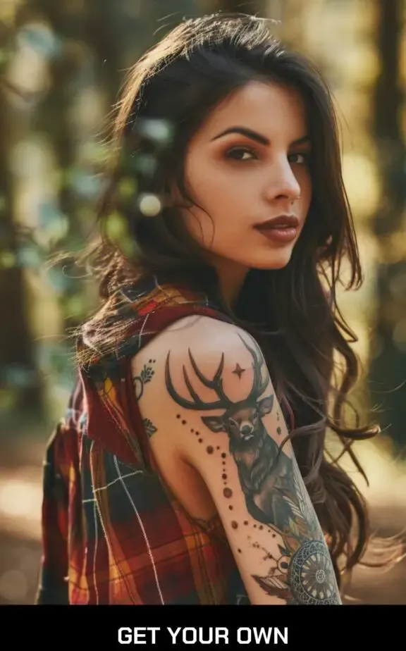 deer dreamcatcher tattoos for female