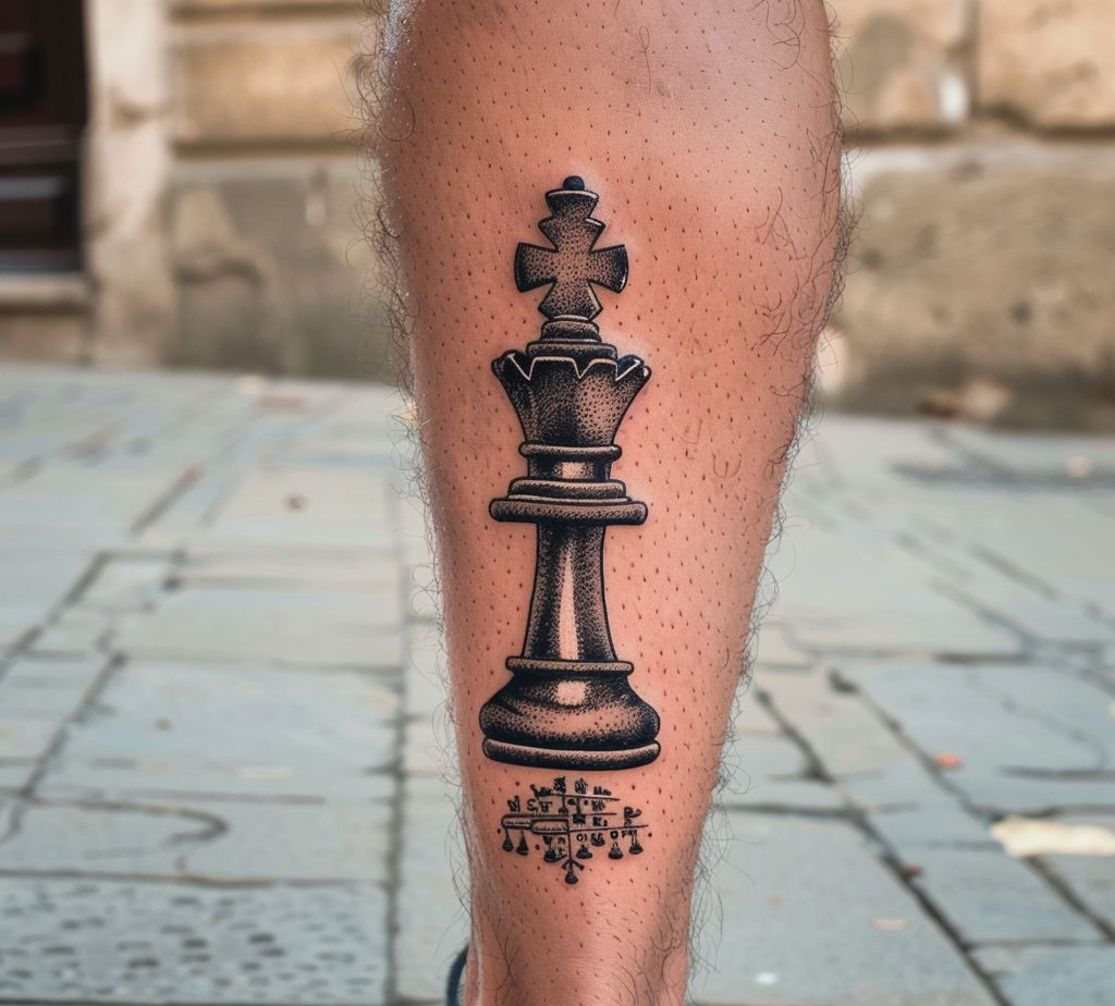 king chess piece on the leg