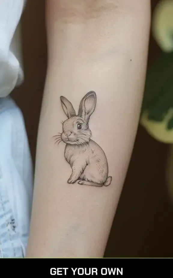 minimalist bunny tattoo idea