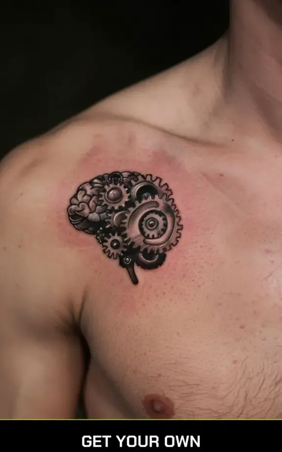 brain and gear tattoo idea