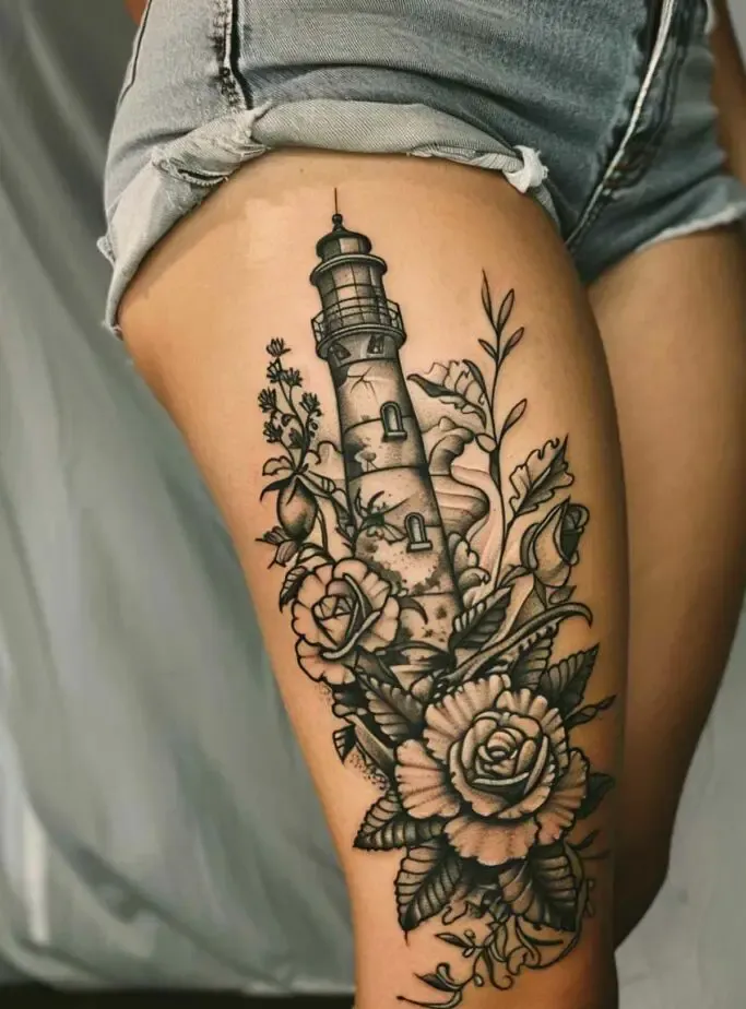 Floral Thigh Tattoo Ideas