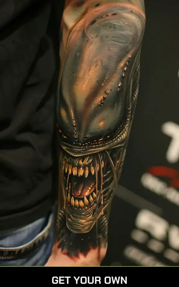 realistic alien monster tattoo