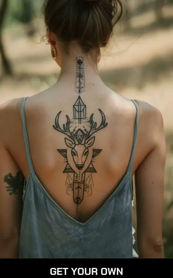 geometric  deer skull tattoo designs