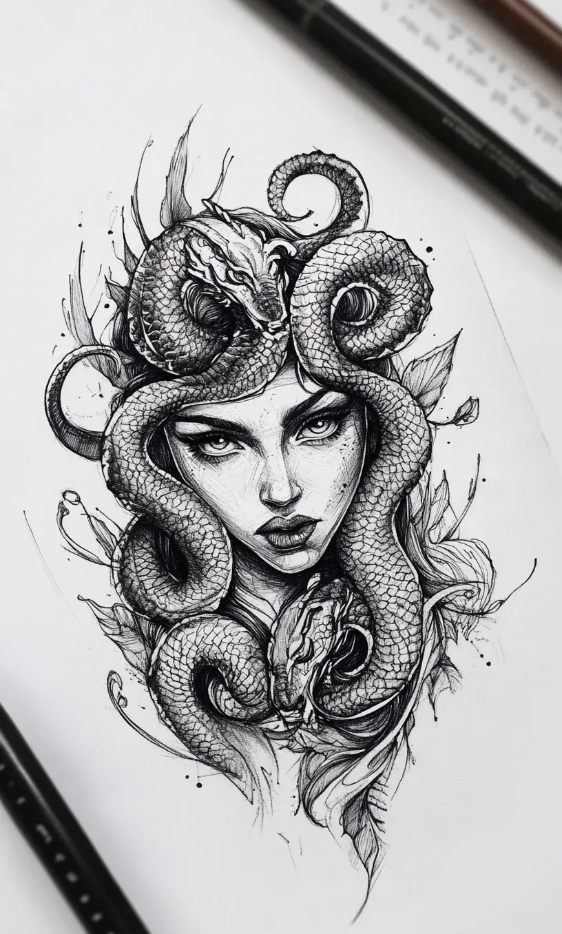 Drawing Medusa Tattoo-4
