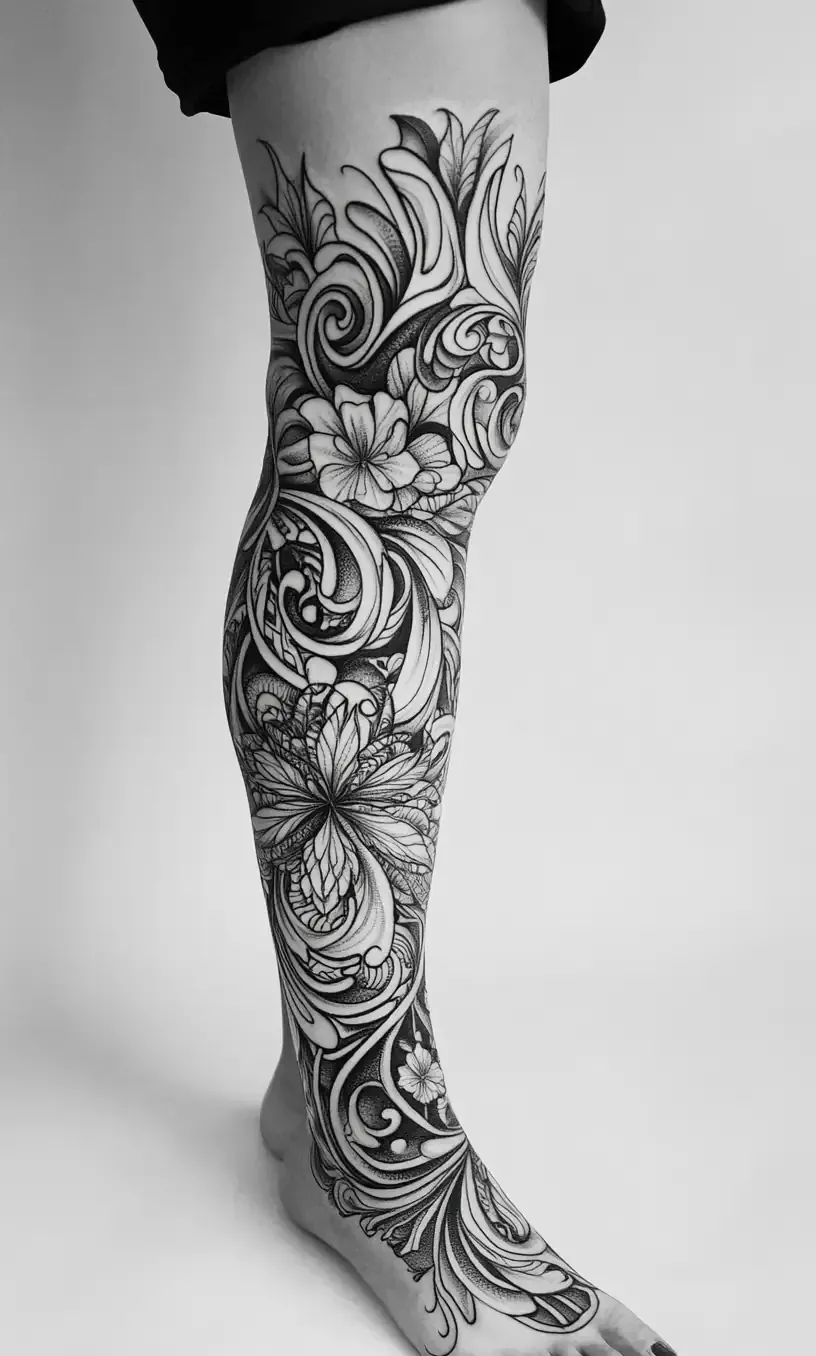 Leg Sleeve Tattoo Drawings-1
