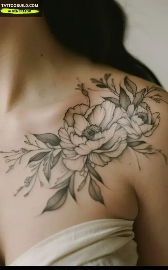 classy front shoulder tattoo for females 