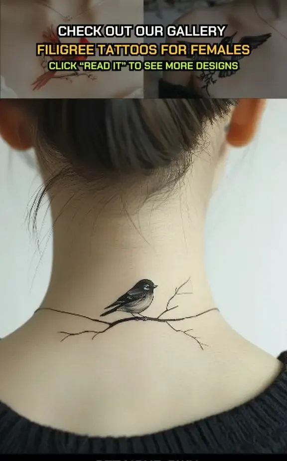 bird tattoo on neck female