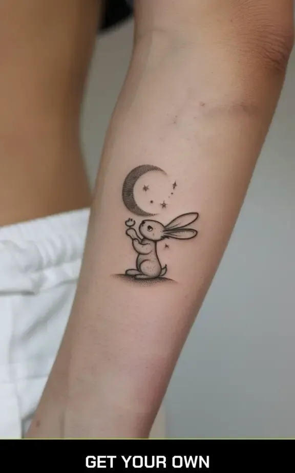 bunny tattoo and moon