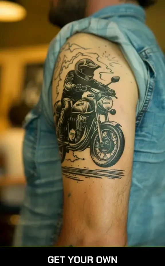 motorcycle and rider tattoo