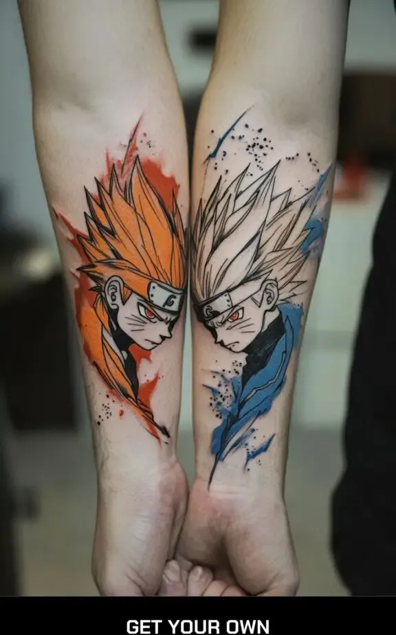 naruto vs goku amime tattoo