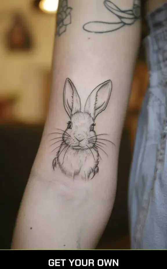 bunny outline tattoo idea