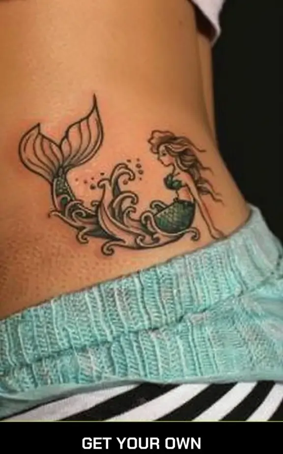 mermaid and wave tattoo design