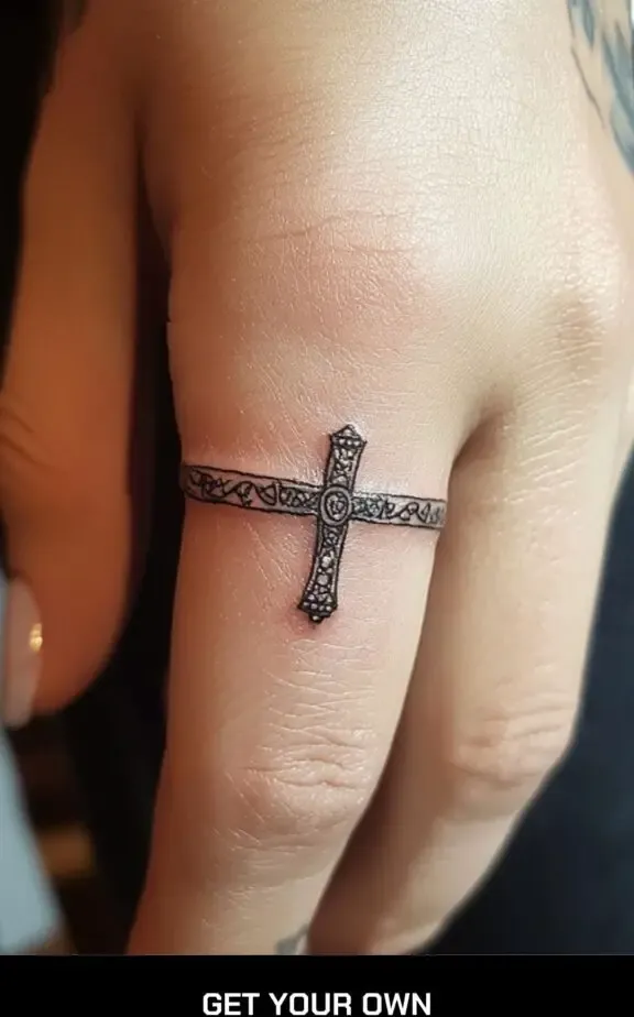 cross wedding tattoo