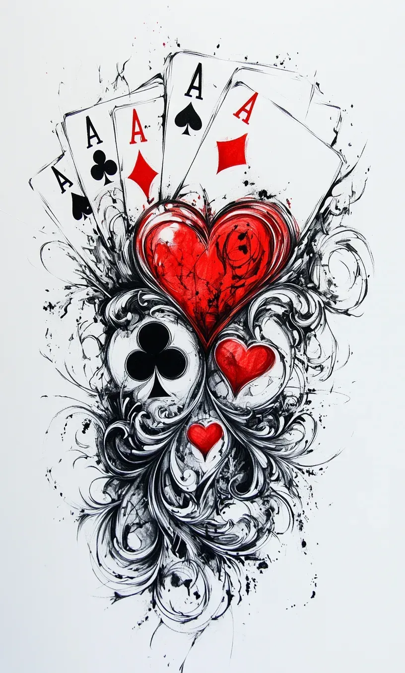 Playing Cards Tattoo Drawing-24