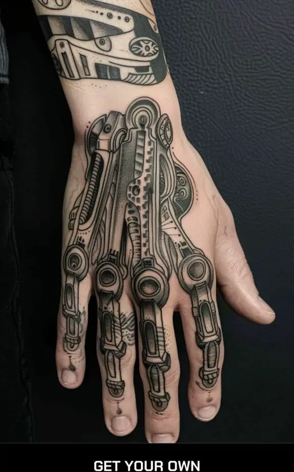 biomechanical hand tattoo