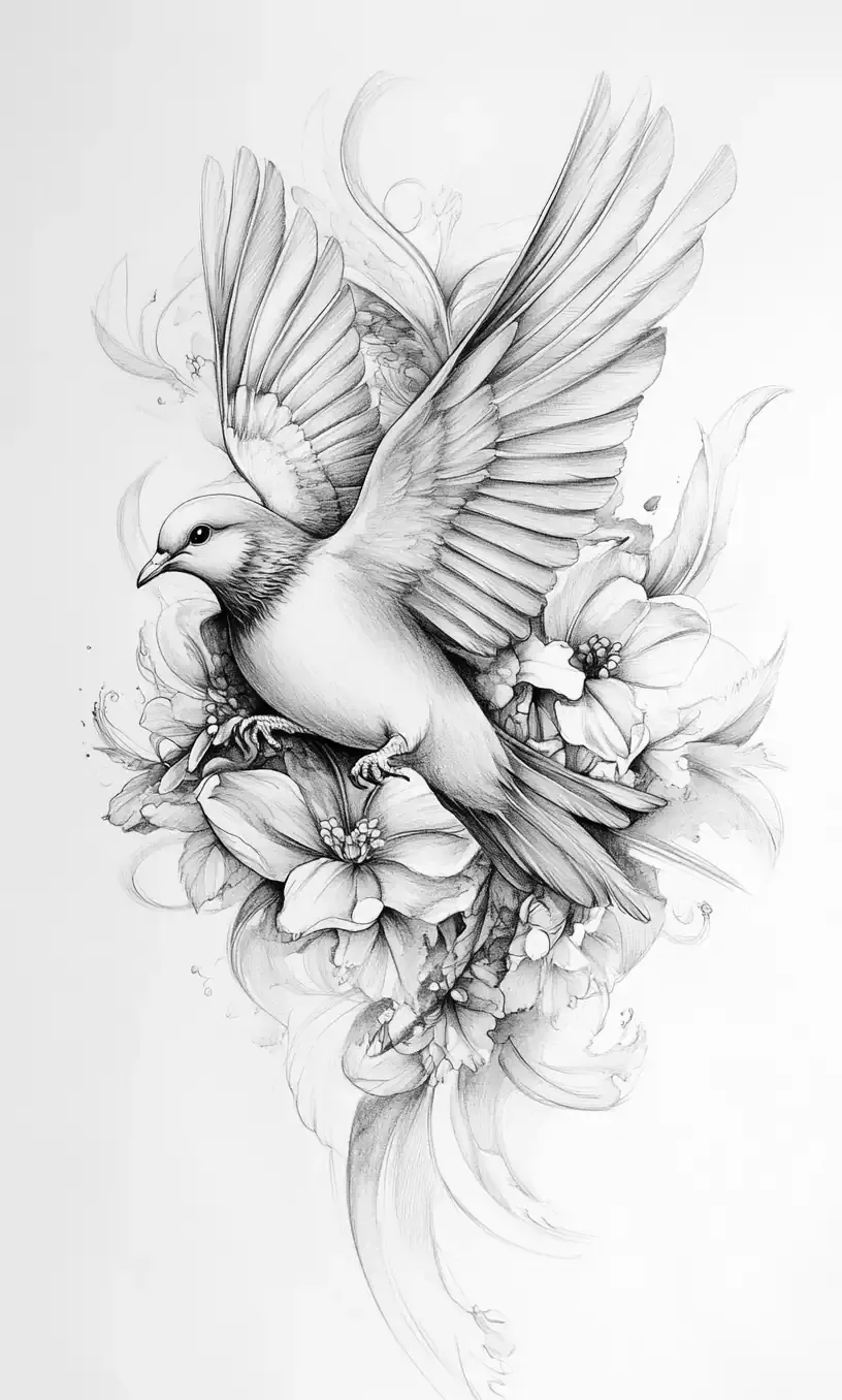 Dove Tattoo Drawing-6