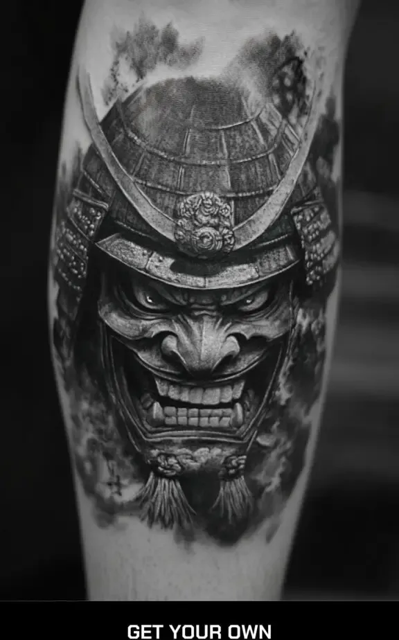 Samurai mask tattoo