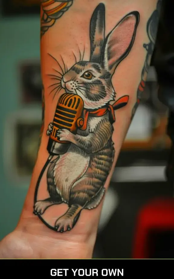 singing rabbit tattoo