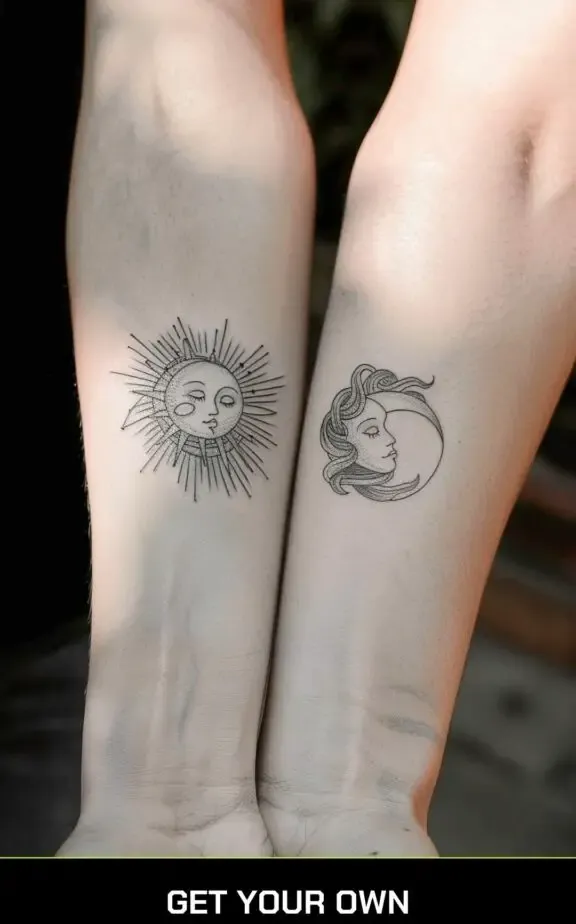 simple sun and moon tattoo 