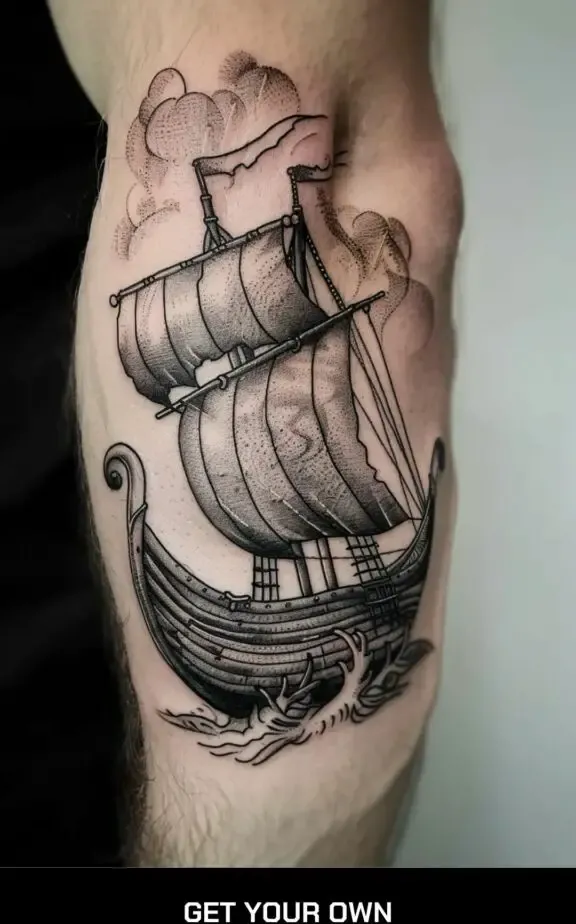 Viking ship tattoo