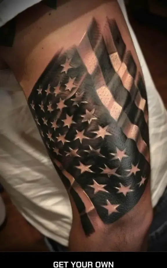 black and gray American flag tattoo