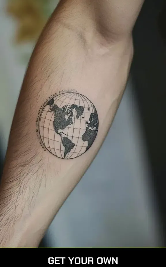 small tattoo designs for men: globe tattoo