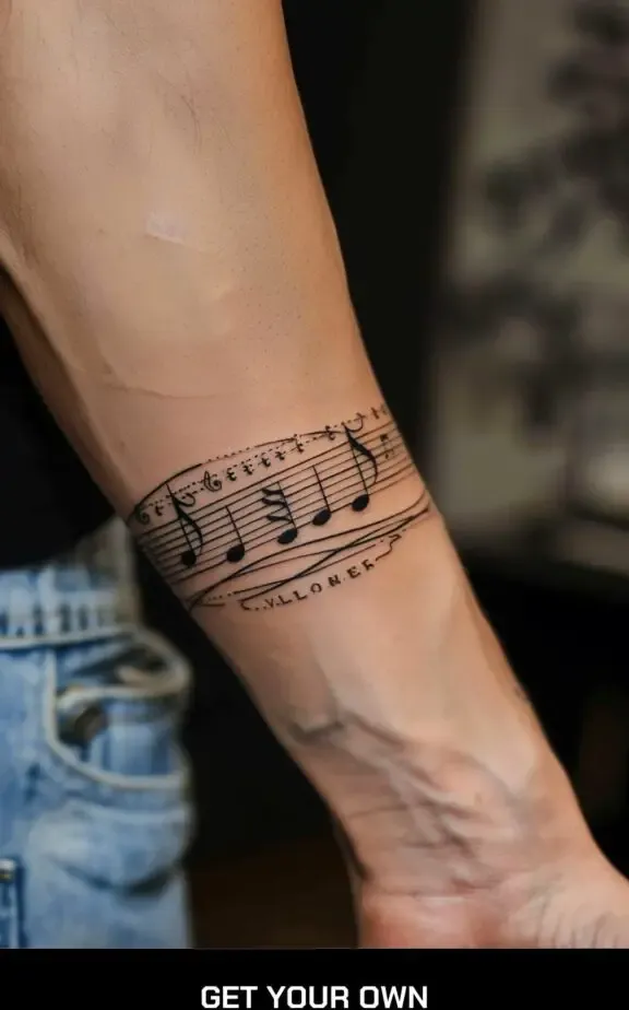 music note bracelet tattoo