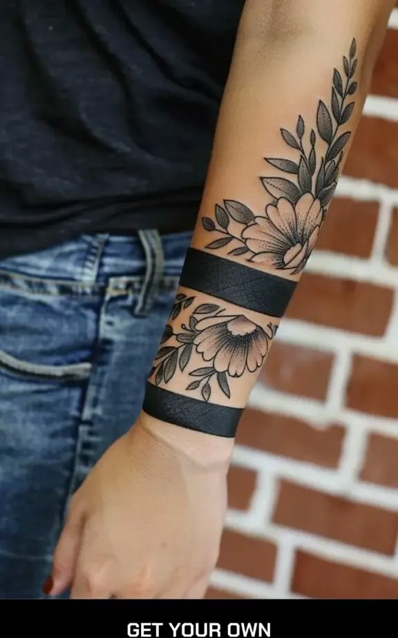 floral armband tattoo