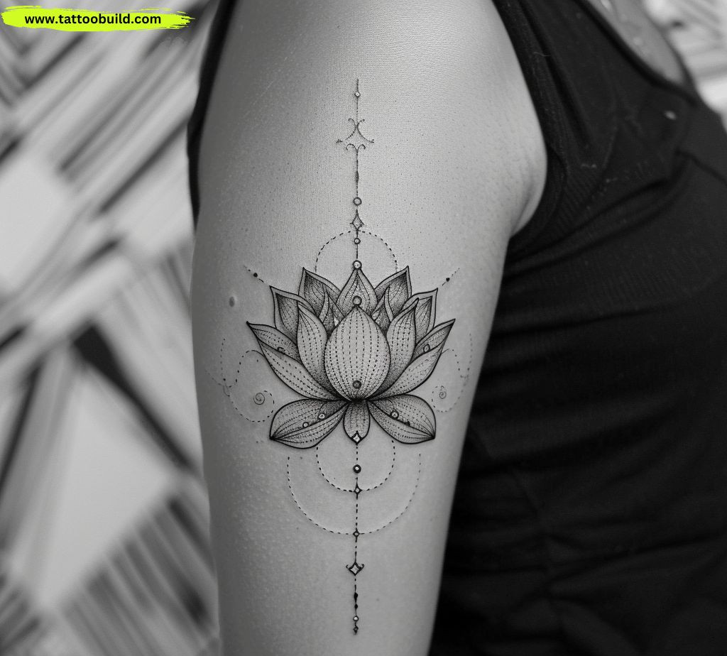 geometric lotus flower tattoo