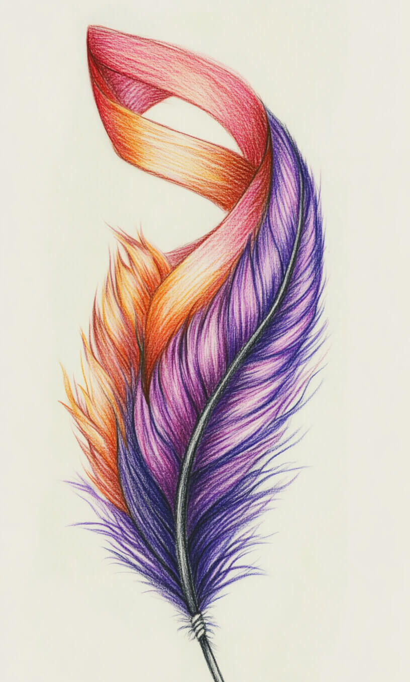 cancer ribbon feather tattoo drawing-23