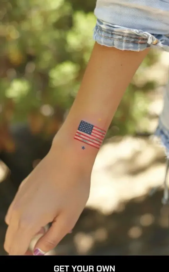 minimalist American flag tattoo