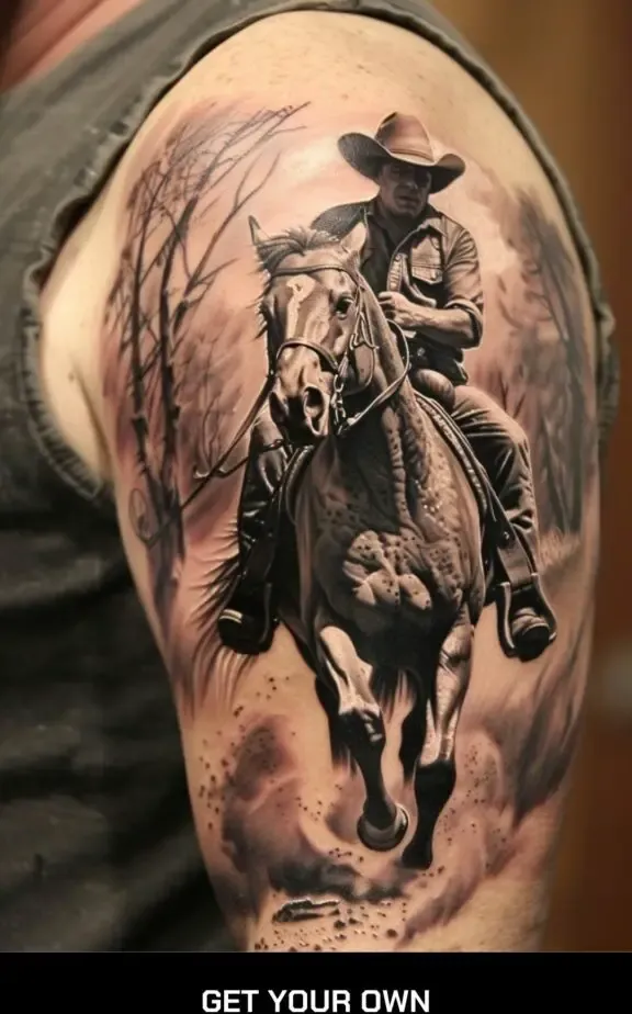 cowboy riding a horse tattoo