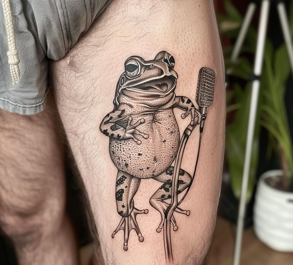 singing fog tattoo leg and thigh tattoo for guys