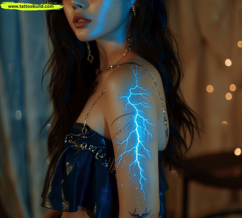 lightening shoulder tattoo for women