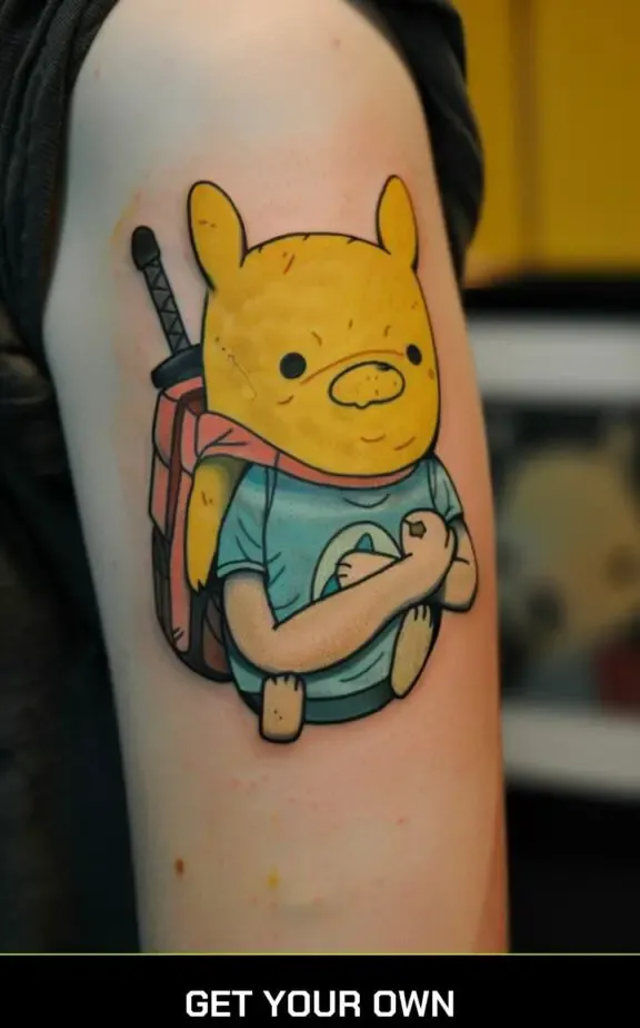 A tattoo of Fin and Jake from Adventure Time