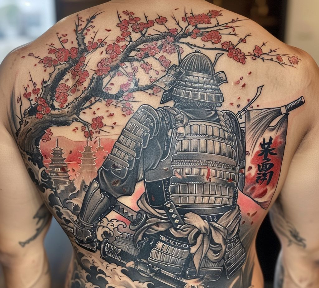 Samuri symbolic back tattoo for men