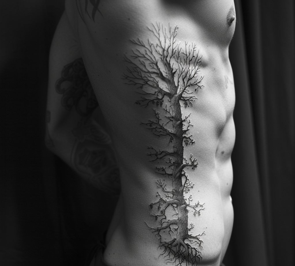 Tree Rib Tattoo for men
