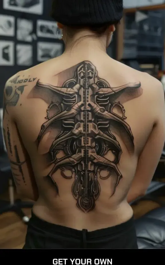 biomechanical back tattoo